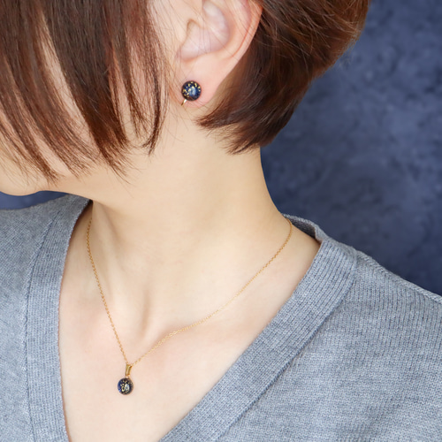 煌めきガラスのクリスマスコフレ ピアス ＆ ネックレス ブルー