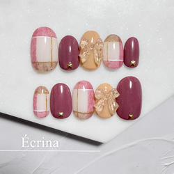 178 チェックネイル リボンネイル ネイルチップ ネイルチップ（つけ爪