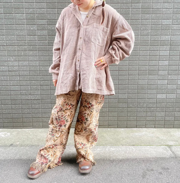 古着　ヴィンテージ　ゴブランパンツ　フリンジパンツ　リメイク　リメイクパンツ 古着 ヴィンテージ vintage パンツ ゴブラン ゴブランパンツ