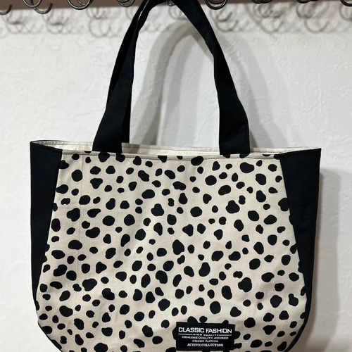 ハンドメイド マチ付き トートバッグ ダルメシアン柄 トートバッグ