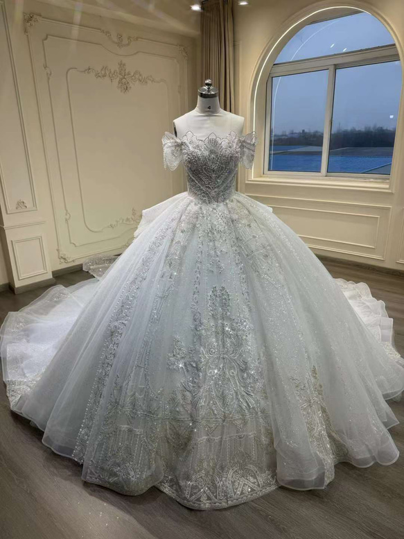 2way オフショルダー　ウェディングドレス ウェディングドレス 二次会 結婚式 披露宴 ブライダル ロングドレス