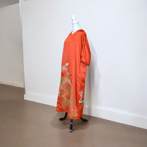 着物リメイクワンピースドレス舞台鑑賞観劇パーティーリゾート華やか 美品 しつけ付きから,訪問着リメイク華やかドレス，着物リメイク