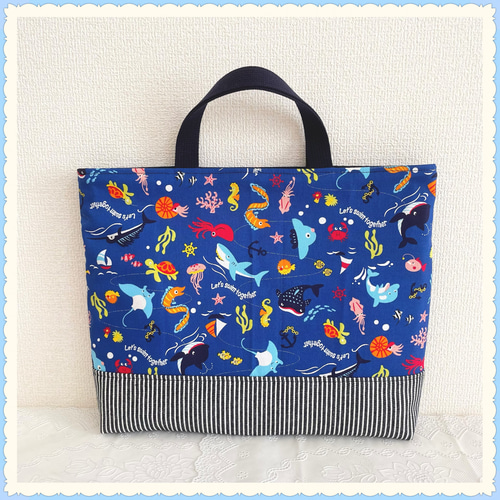 入園 入学】レッスンバッグ 上履き入れ 《水族館 海 魚 生き物