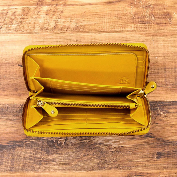 *【越用越熟悉】圓形拉鍊長款皮夾 大容量 推薦 黃色 HAW001 第4張的照片