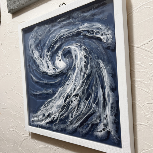 レジンアート】波紋アート／鳴門の渦潮／30cm×30cm／スクエア