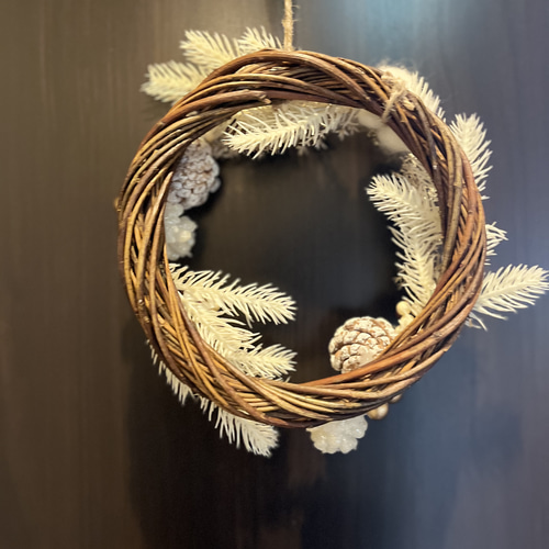 ハンドメイド＊クリスマスリース ホワイトカラー アレンジスワッグ