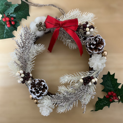 ハンドメイド＊クリスマスリース ホワイトカラー アレンジスワッグ