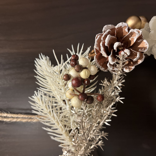 ハンドメイド＊クリスマスリース ホワイトカラー アレンジスワッグ