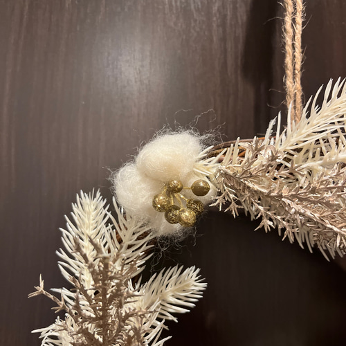 ハンドメイド＊クリスマスリース ホワイトカラー アレンジスワッグ