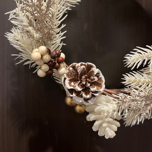 ハンドメイド＊クリスマスリース ホワイトカラー アレンジスワッグ