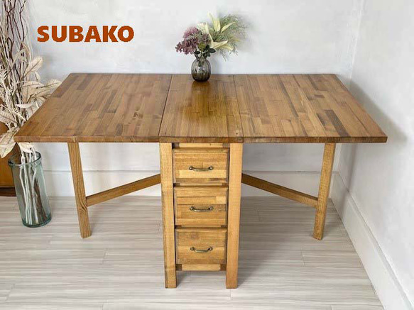 無垢材 バタフライテーブル130×75㎝(22047) :素朴でシャビーな 無垢材 バタフライテーブル130×75㎝(22047) :素朴でシャビーな