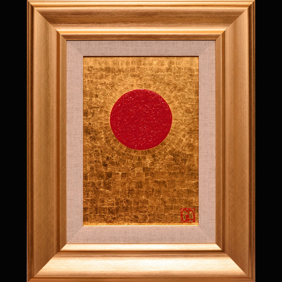 【一部予約販売中】 24K石川県金沢産純金箔○『太陽』○がんどうあつし絵画油絵膠 絵画