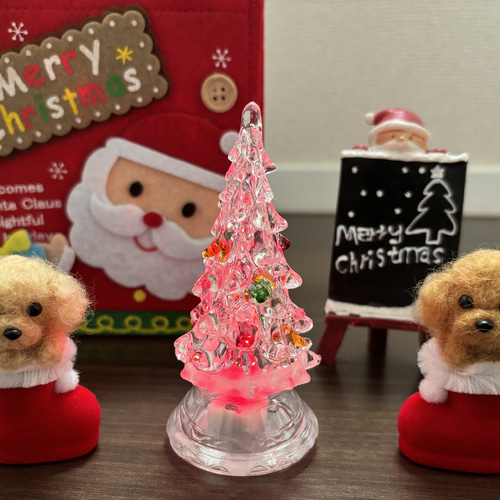おとママ羊毛フェルト レッドトイプードル クリスマス ブーツ