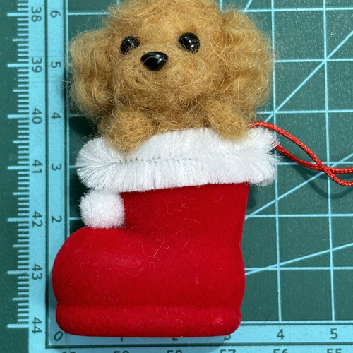 羊毛フェルト　トイプードル　クリスマスリース　２点　momonga0401 羊毛フェルト トイプードル クリスマスリース momonga0401様専用