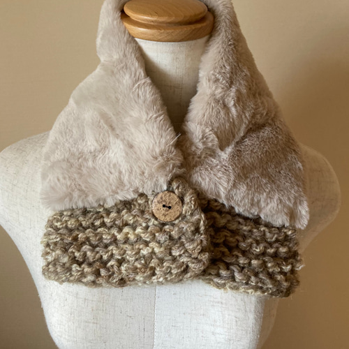 母の日 ラビットファー ふわふわスヌード レディース ベージュ系  