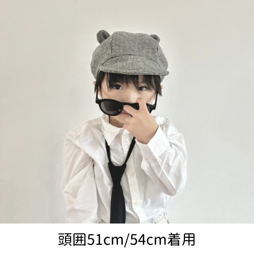 くまみみキャップ（ランダムチェック/ほんわかベージュ）/ベビー