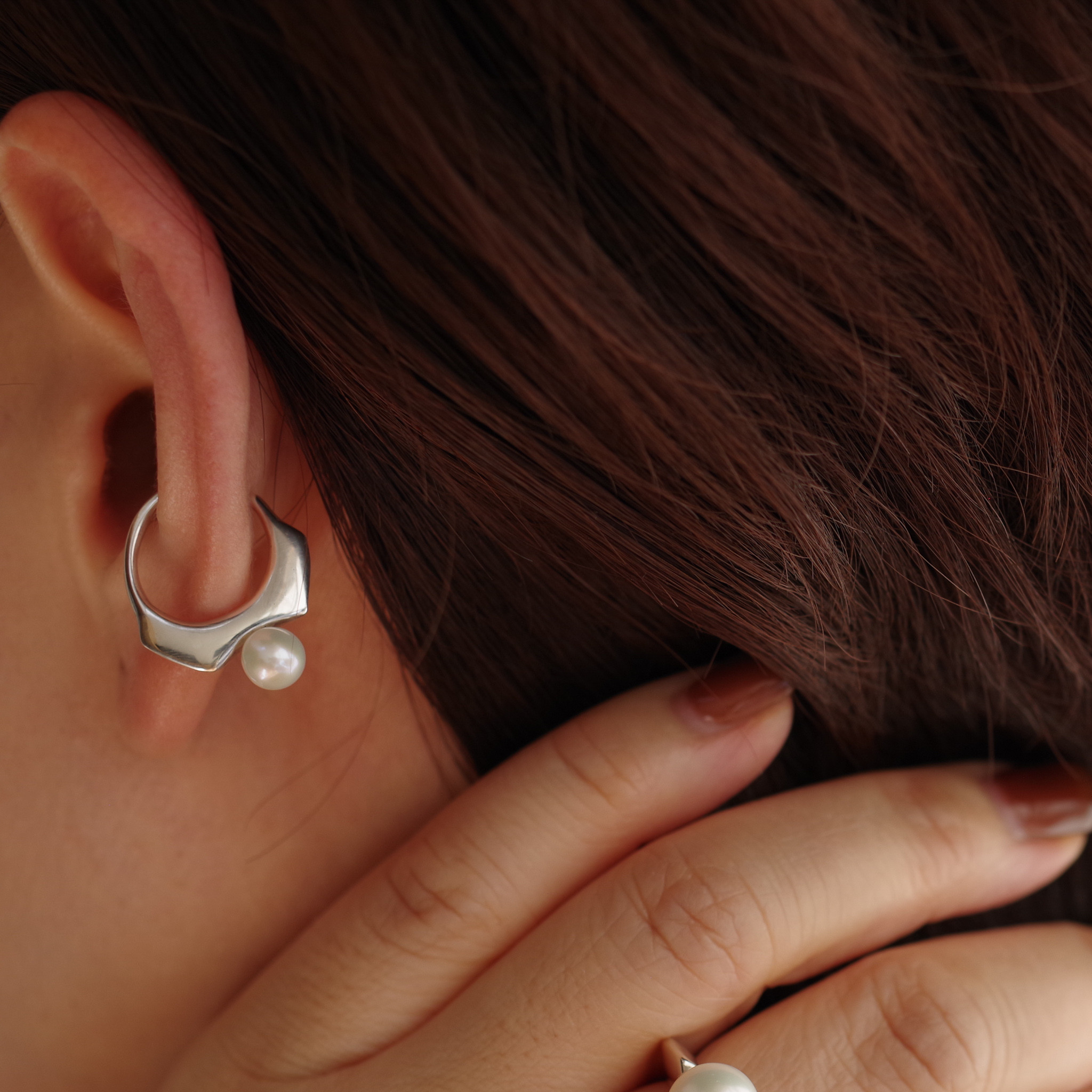 EARCUFF |SE-8| big pearl -silver