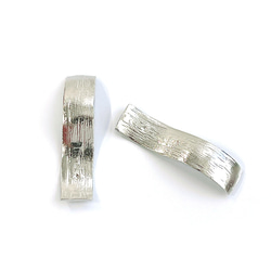 P1438【2件】優雅曲線，紋理表面長方形啞銀件 第4張的照片