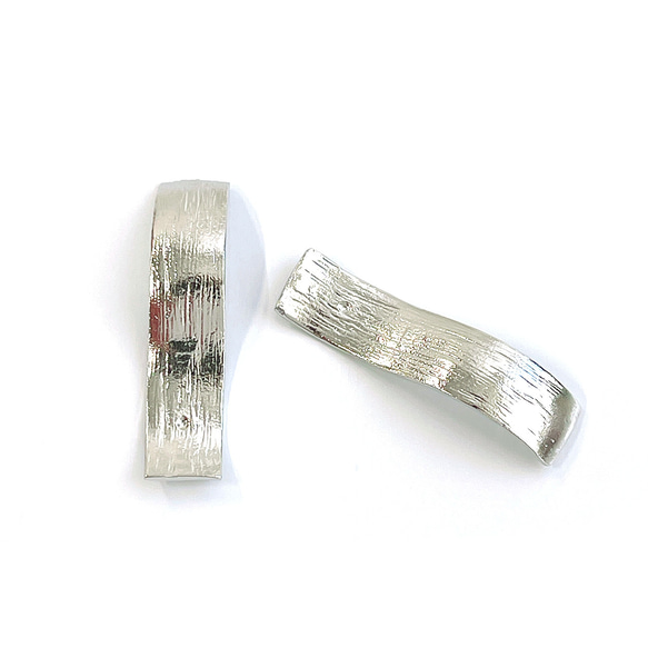 P1438【2件】優雅曲線，紋理表面長方形啞銀件 第4張的照片