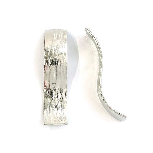 P1438【2件】優雅曲線，紋理表面長方形啞銀件 第5張的照片