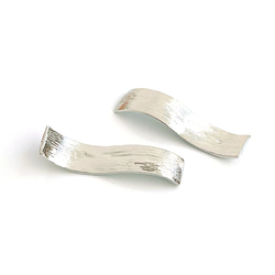 P1438【2件】優雅曲線，紋理表面長方形啞銀件 第2張的照片