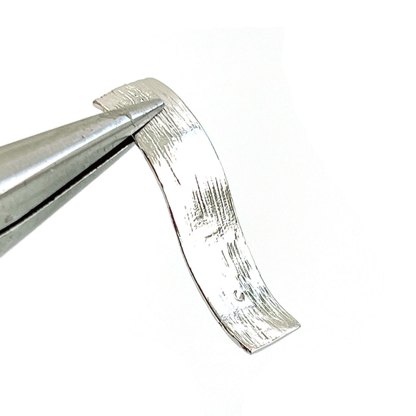 P1438【2件】優雅曲線，紋理表面長方形啞銀件 第3張的照片