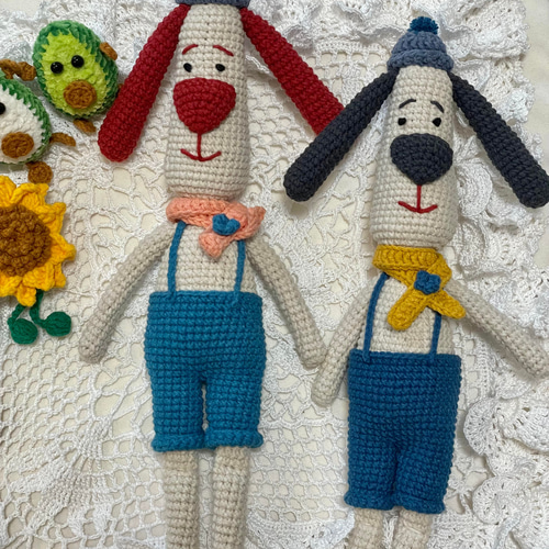 ハンドメイド あみぐるみ　犬のあみぐるみ　ビックモタポさん22cm ⑩ ハンドメイド あみぐるみ 犬のあみぐるみ ビックモタポさん22cm
