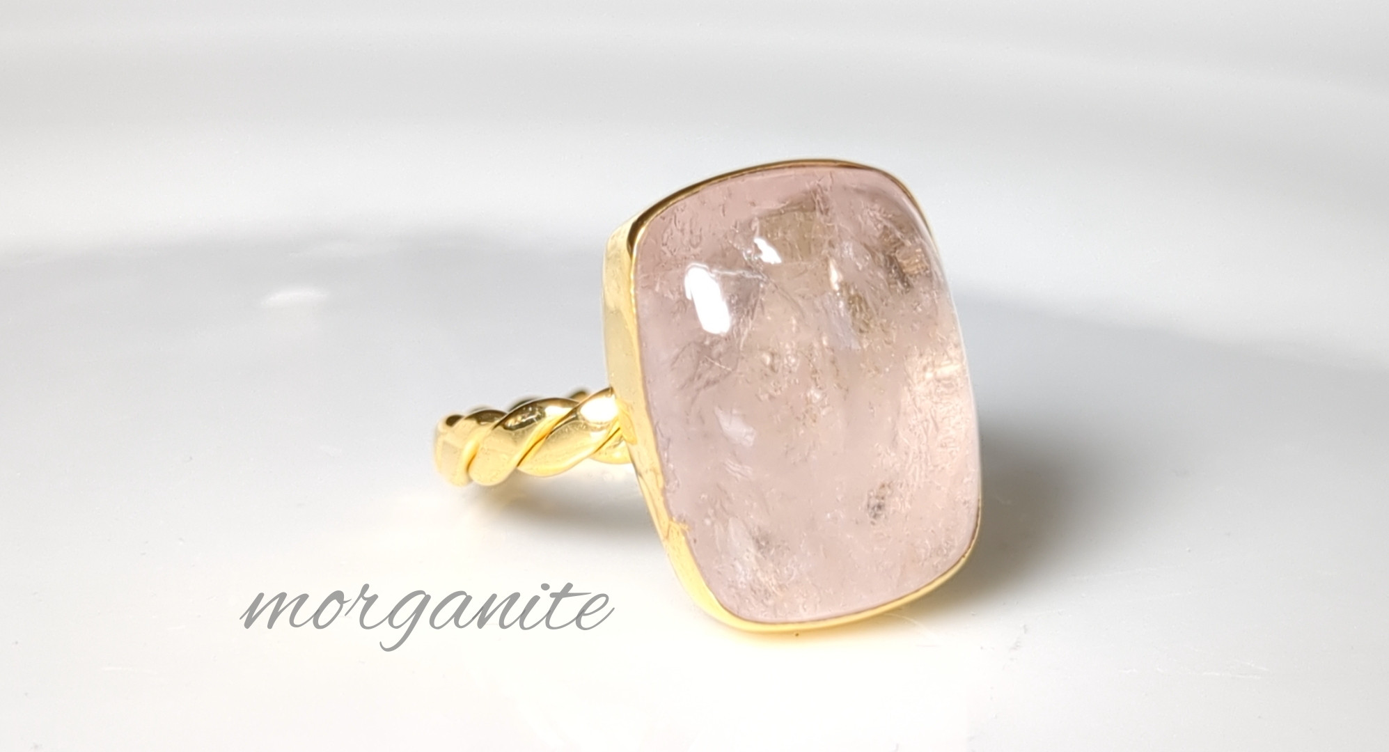 New ☆新作 ☆『Morganite』☆天然石リングsilver925 + k18コーティング