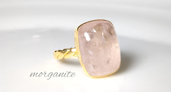 New ☆新作 ☆『Morganite』☆天然石リングsilver925 + k18  