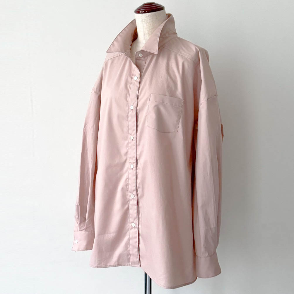 【再販】コエリブラウス Part2 ＜衿を立てて着るオーバーサイズシャツ＞ ～くすみピンク～