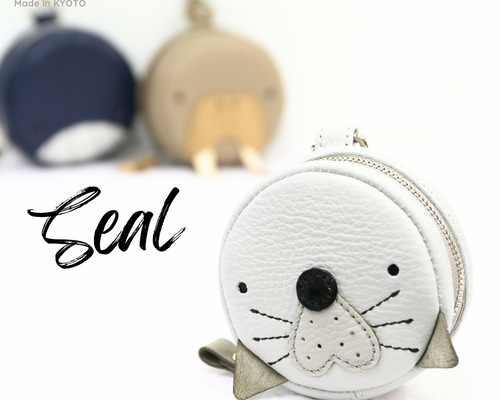 ゴマアザラシ 丸ミニポーチ ゴルフボール ケース チャーム プレゼント