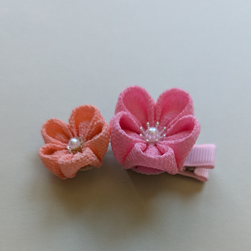 ベビークリップ 髪飾り☆つまみ細工 七五三・桃の節句 ヘアクリップ
