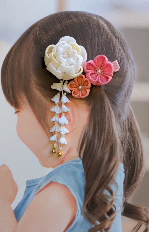 ベビークリップ 髪飾り☆つまみ細工 七五三・桃の節句 ヘアクリップ