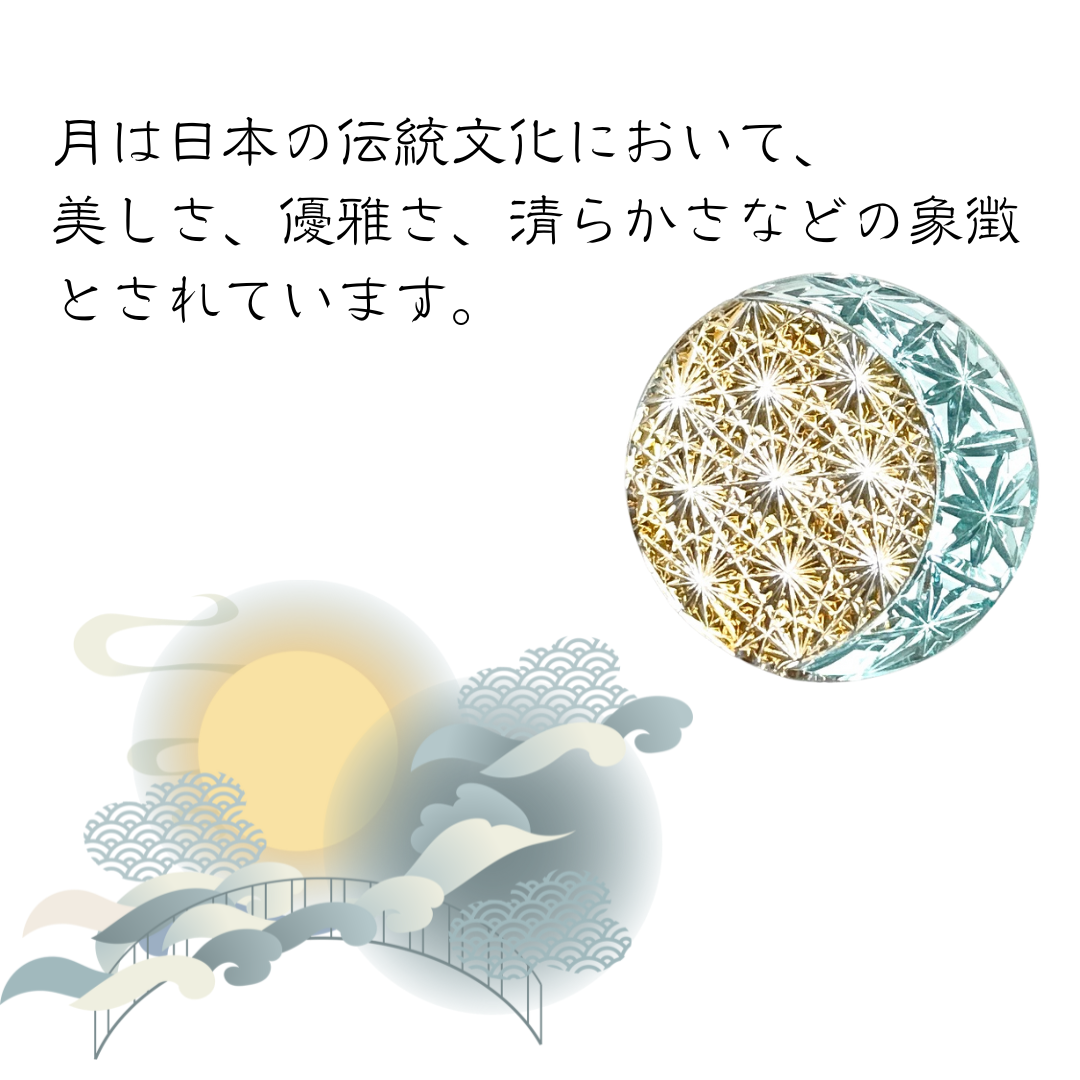 東京切子帯留　組切子　月姫　アンバー