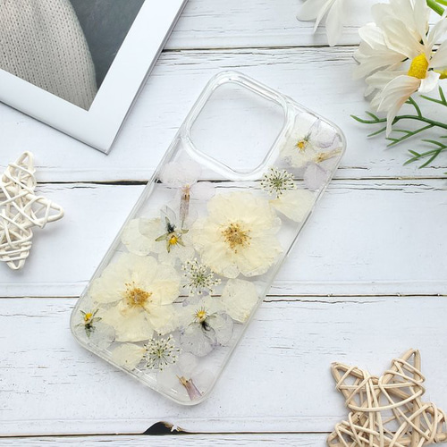 iphoneケース 紫陽花 押し花ケース 全機種対応 iPhone17 iPhone16