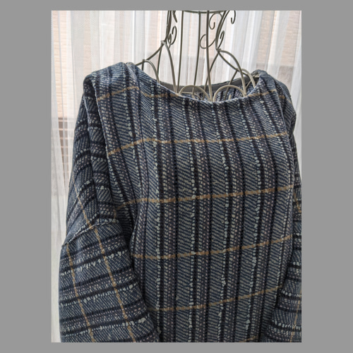 ♥ネップツイードウール♥ネービーブルーワンピース♥冬 ワンピース