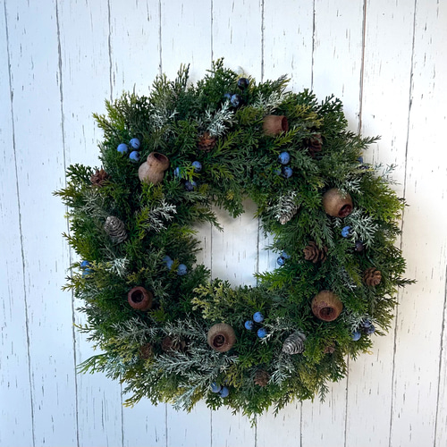 毎年使えるアーティフィシャルグリーンのクリスマスリース リース