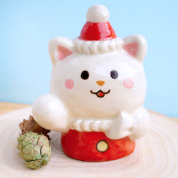 陶器]サンタ猫の置物[クリスマス 人形] その他置物