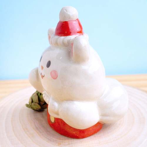 陶器]サンタ猫の置物[クリスマス 人形] その他置物 chopiandchoco 通販