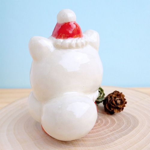 陶器]サンタ猫の置物[クリスマス 人形] その他置物 chopiandchoco 通販