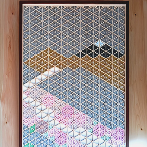 組子アート　大サイズ 組子アートパネル 【山河の春】 大型版【H100 * W75 cm 】和風