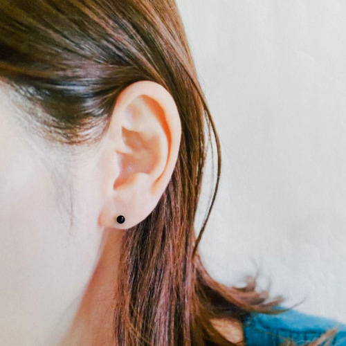 【天然石＊オニキス×サファイアピアス】No.101 天然石＊オニキス×サファイアピアス】No.101 天然石＊オニキス