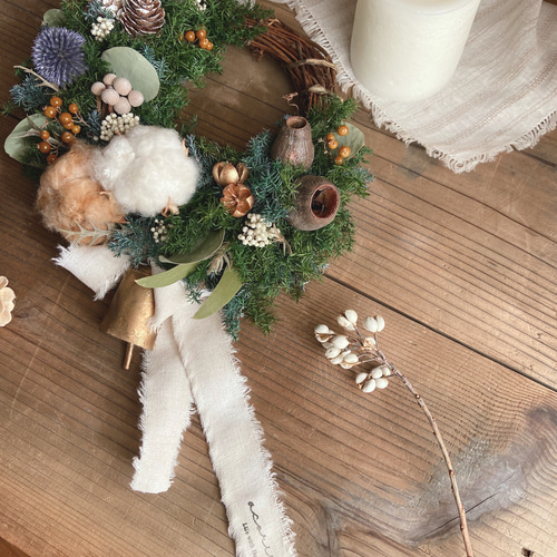 creema限定】クリスマスハーフリース☆ プリザーブドフラワーの針葉樹