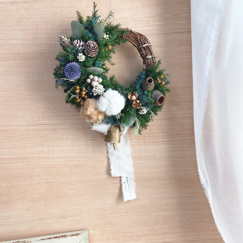 creema限定】クリスマスハーフリース☆ プリザーブドフラワーの針葉樹