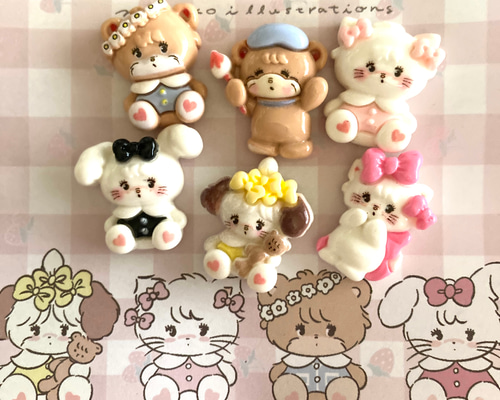 アニマル デコパーツ うさぎ 犬 ネコ くま デコパーツ naka 通販