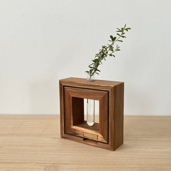 古玩　一輪挿し　花入 古材 一輪挿し i10 フラワー ベース フいちりんざしドライ