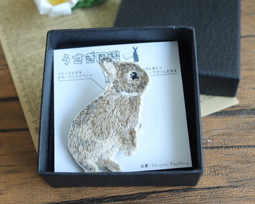 うさぎ図鑑】うたっちするネザーランドドワーフ／刺繍ブローチ