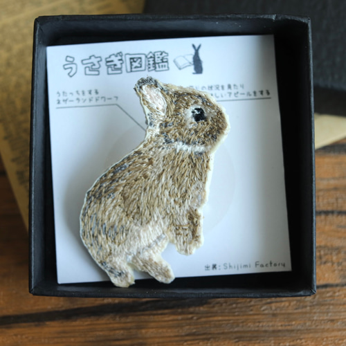 うさぎ図鑑】うたっちするネザーランドドワーフ／刺繍ブローチ その他