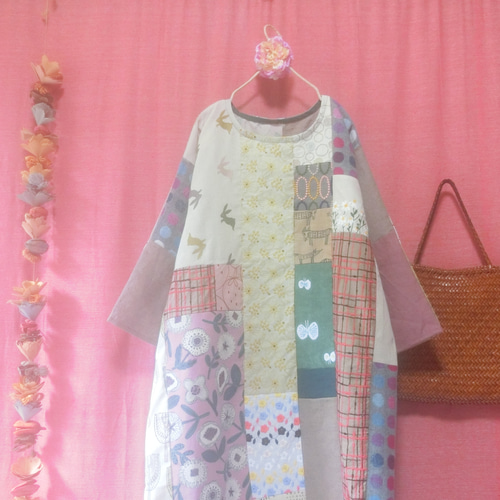 刺繍パッチワーク ワンピース pink【ミナペルホネン】 ワンピース 