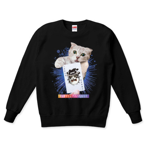 おもしろねこ黒スウェット「JOKER CATS」